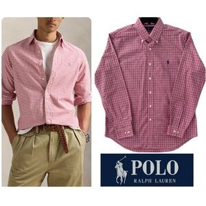 Polo Ralph Lauren Plaid Button Front Shirt Red White Blue Gingham Size Large